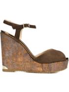 Jimmy Choo Perla 120 Sandals, Women's, Size: 38, Brown, Calf Leather/leather/rubber