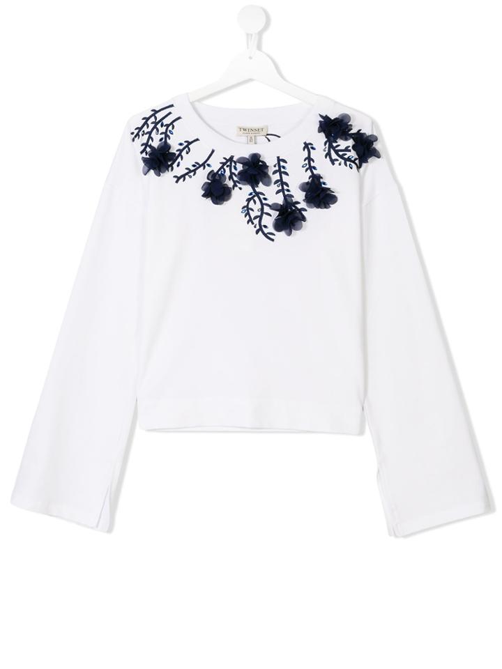 Twin-set Kids Floral Applique Sweatshirt - White