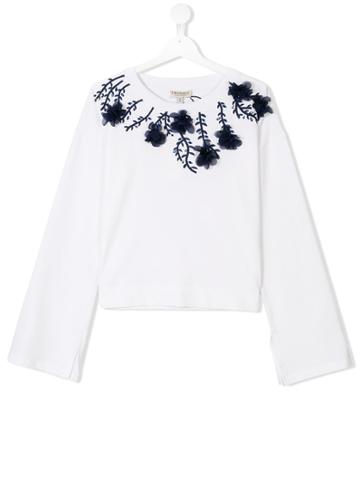 Twin-set Kids Floral Applique Sweatshirt - White