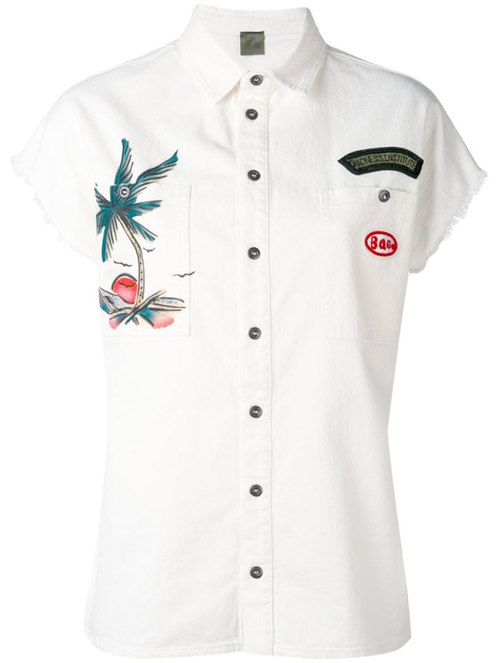 Mr & Mrs Italy Patches Denim Shirt - White