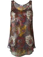Alberto Biani Semi Sheer Patchwork Floral Tank Top