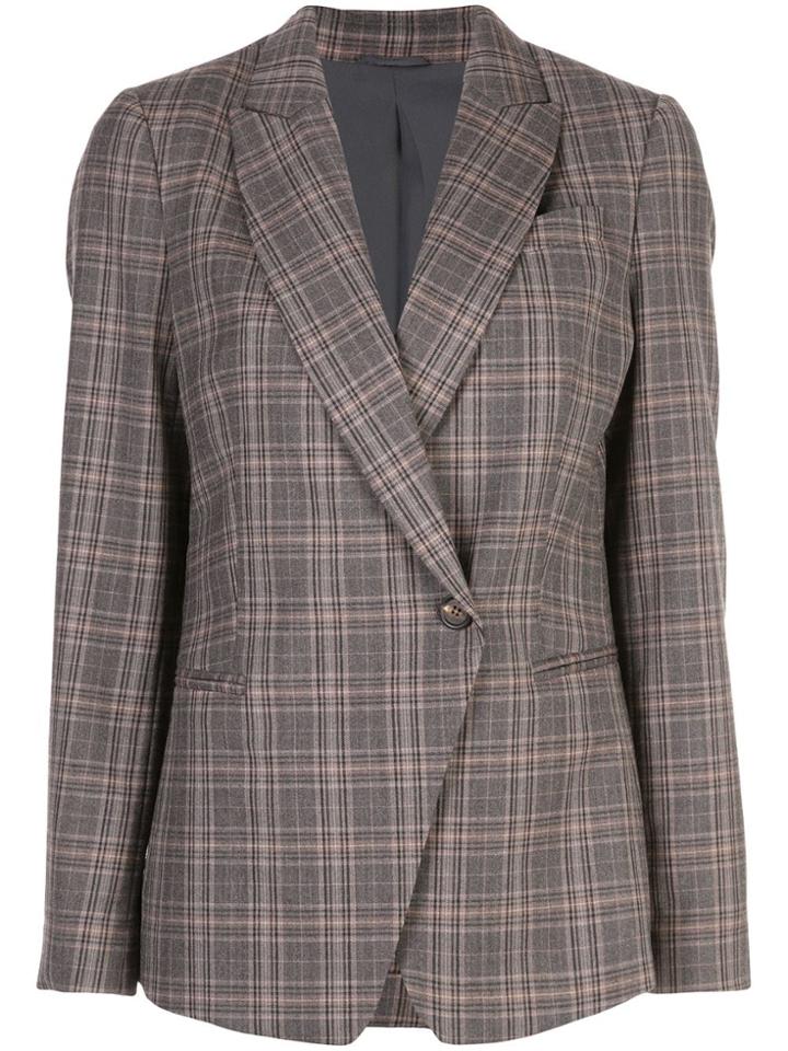Brunello Cucinelli Check Wrap Blazer - Brown