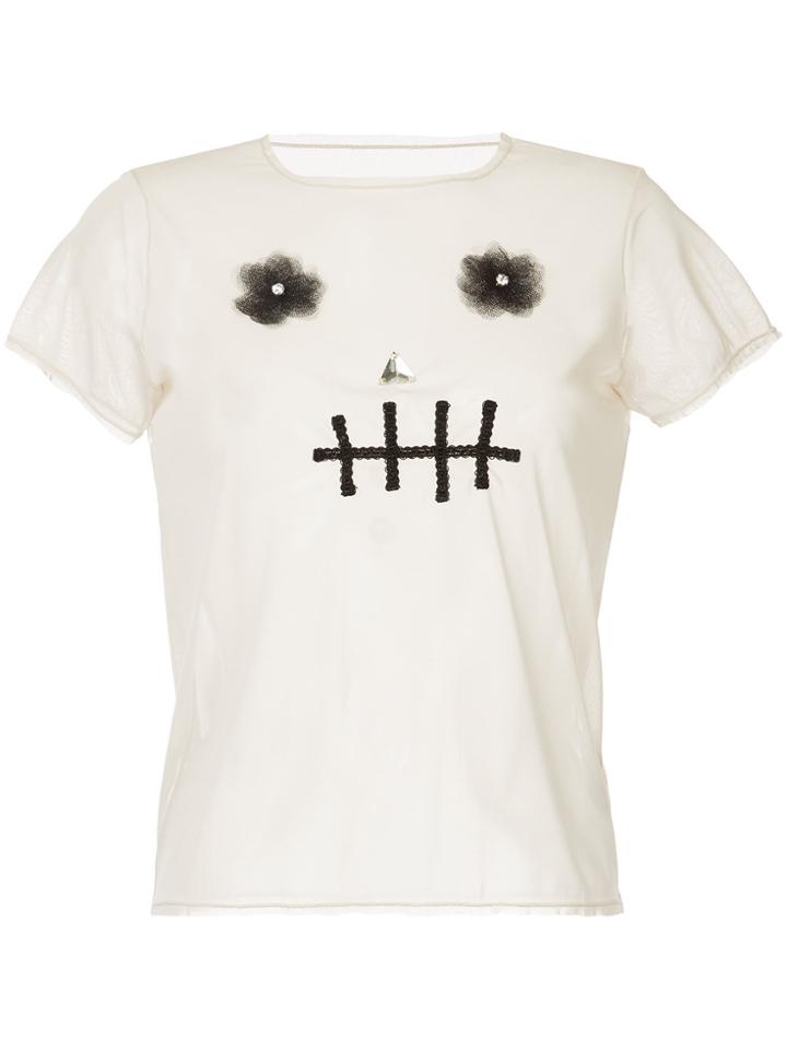 Tu Es Mon Trésor Skull Mesh T-shirt - Nude & Neutrals