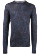 Etro Paisley Print Jumper, Men's, Size: Xl, Blue, Silk/cashmere/wool