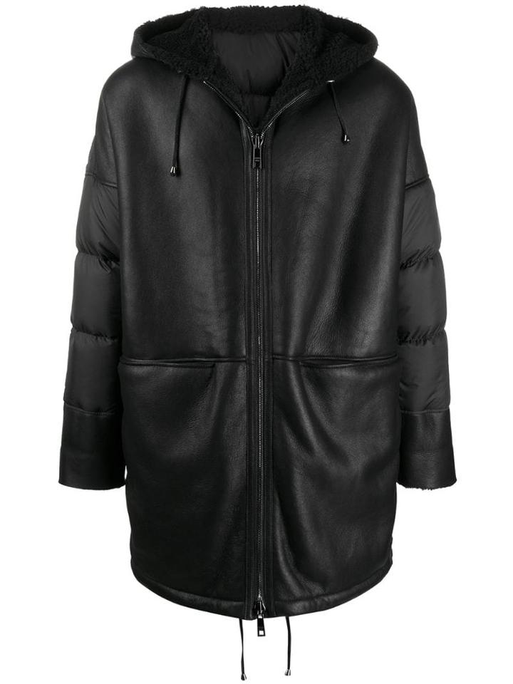 Giorgio Brato Shearling Lining Hooded Coat - Black