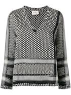 Cecilie Copenhagen V-neck Printed Top - Black