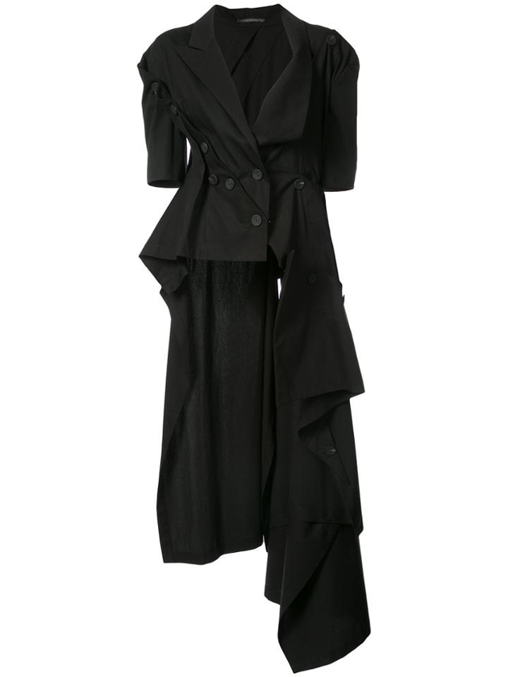 Yohji Yamamoto Asymmetric Long Back Jacket - Black