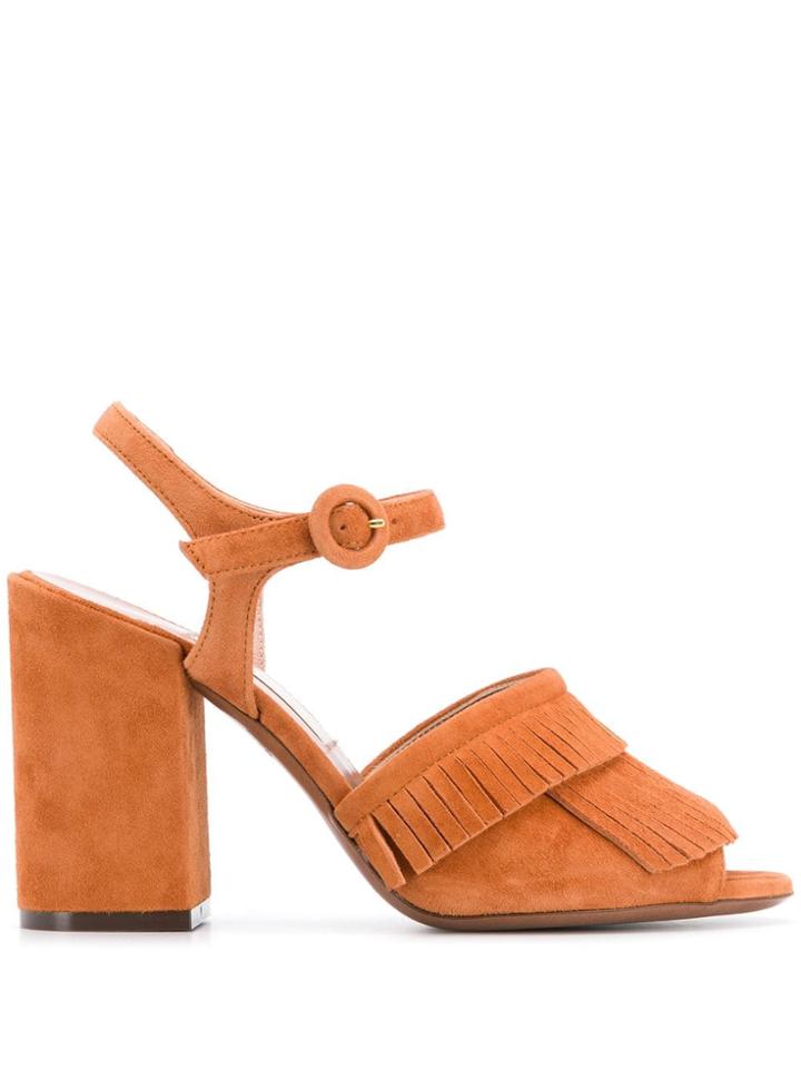 L'autre Chose Fringe Heeled Sandals - Brown