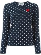 Comme Des Garçons Play Embroidered Heart Polka Dot T-shirt, Women's, Size: Medium, Blue, Cotton