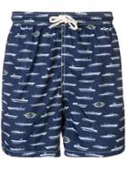 Mc2 Saint Barth Print Drawstring Swim Shorts - Blue