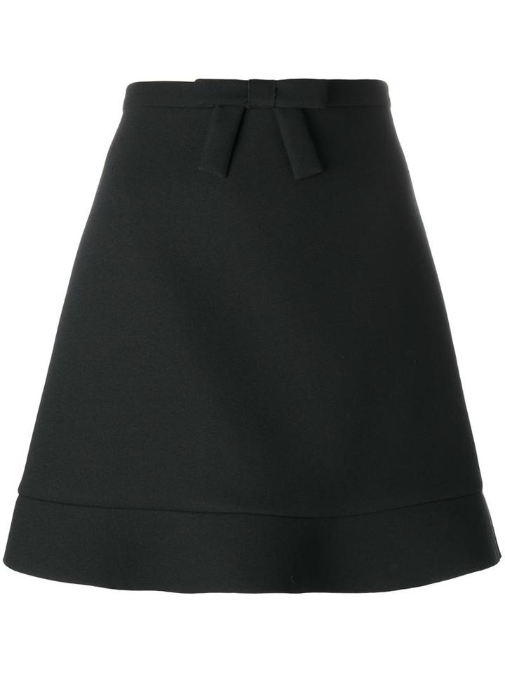 Red Valentino Bow Derail A-line Skirt, Size: 44, Black, Viscose/polyester