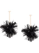 Tuleste Pom Pom Drop Earrings - Black