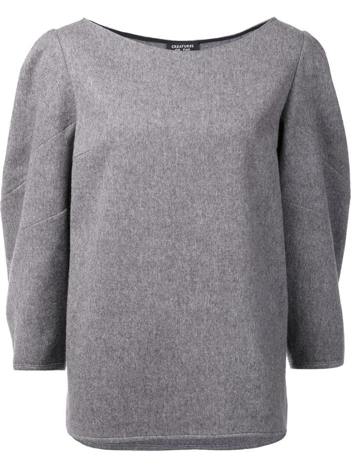 Creatures Of The Wind Cropped Sleeves Sweatshirt, Women's, Size: 6, Grey, Virgin Wool