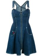 Adam Selman Sleeveless Fitted Denim Dress - Blue