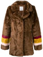 Pinko Striped Sleeves Fur Jacket - Brown