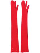 Maison Margiela Long Ribbed Gloves - Red