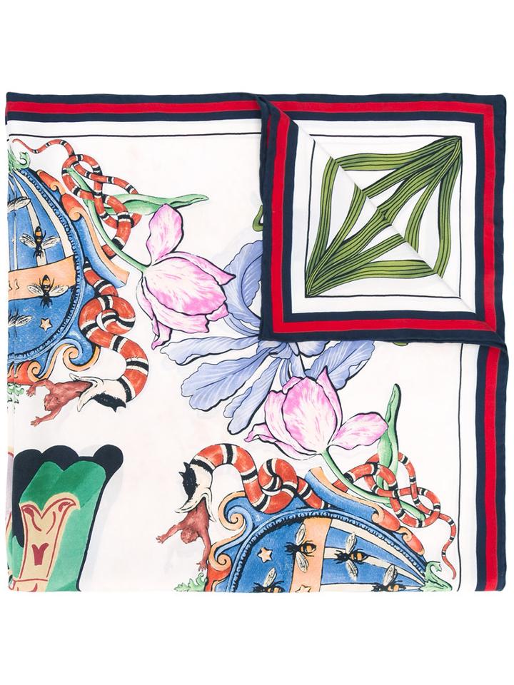 Gucci - Letter Print Scarf - Women - Silk - One Size, Women's, Nude/neutrals, Silk