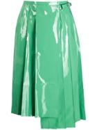 Fendi Asymmetric Pleated Wrap Skirt - Green
