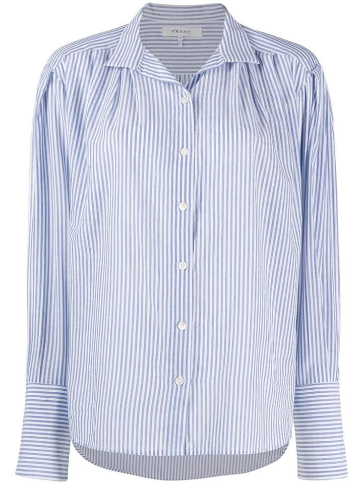 Frame Pleated Clean Collar Shirt - Blue