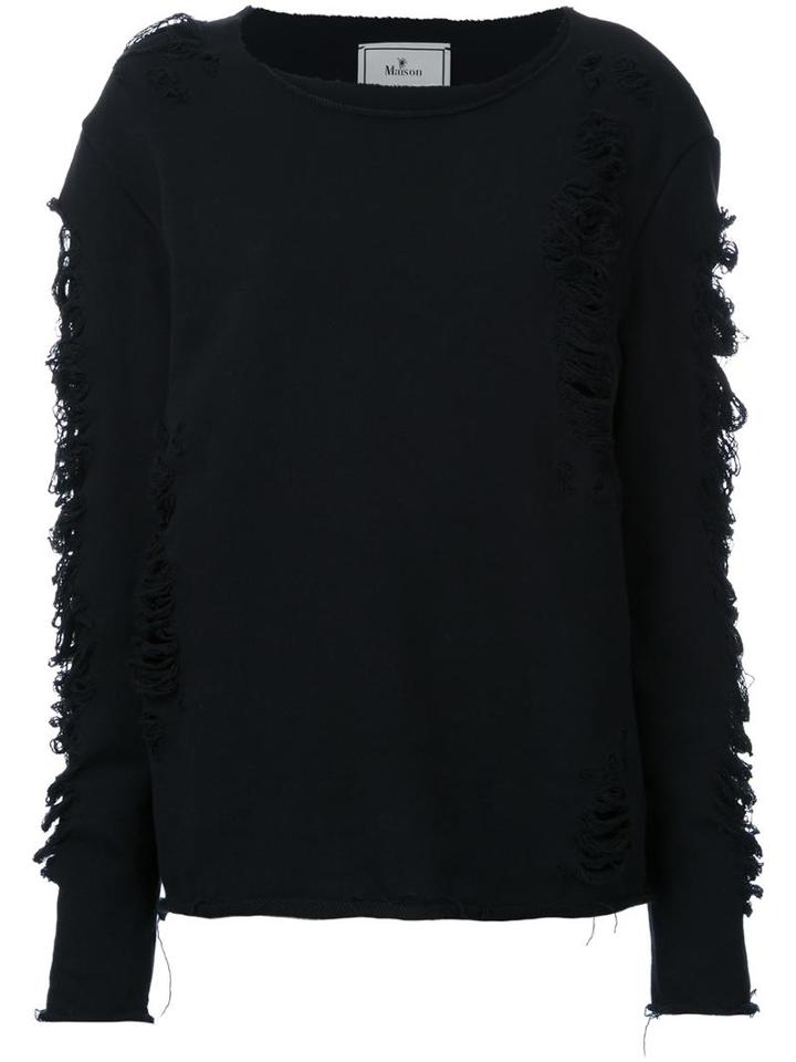 Miharayasuhiro Distressed Jumper, Women's, Size: 40, Black, Cotton