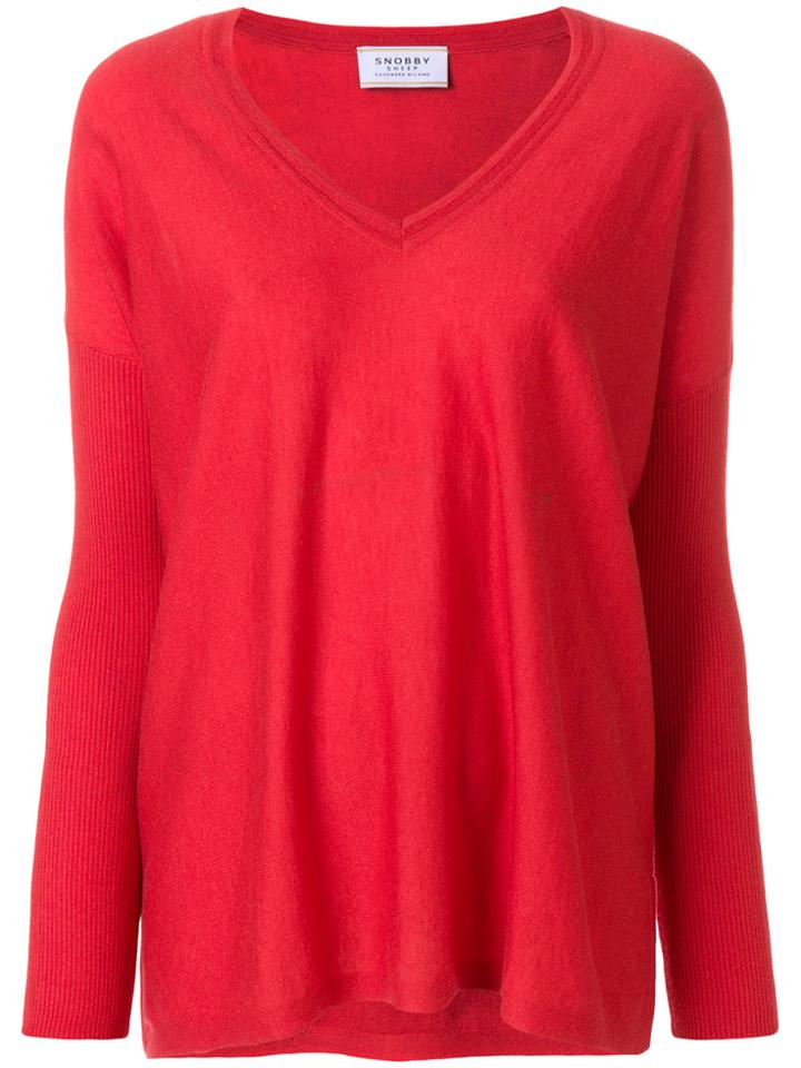 Snobby Sheep V-neck Sweater - Red