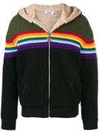 Gcds Rainbow Stripe Hooded Jacket - Black