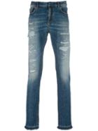 Faith Connexion Distressed Slim-fit Jeans, Men's, Size: 32, Blue, Cotton/spandex/elastane