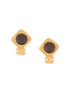 Chanel Pre-owned Chanel Pre-owned Cc Logos Stone Earrings - Gold
