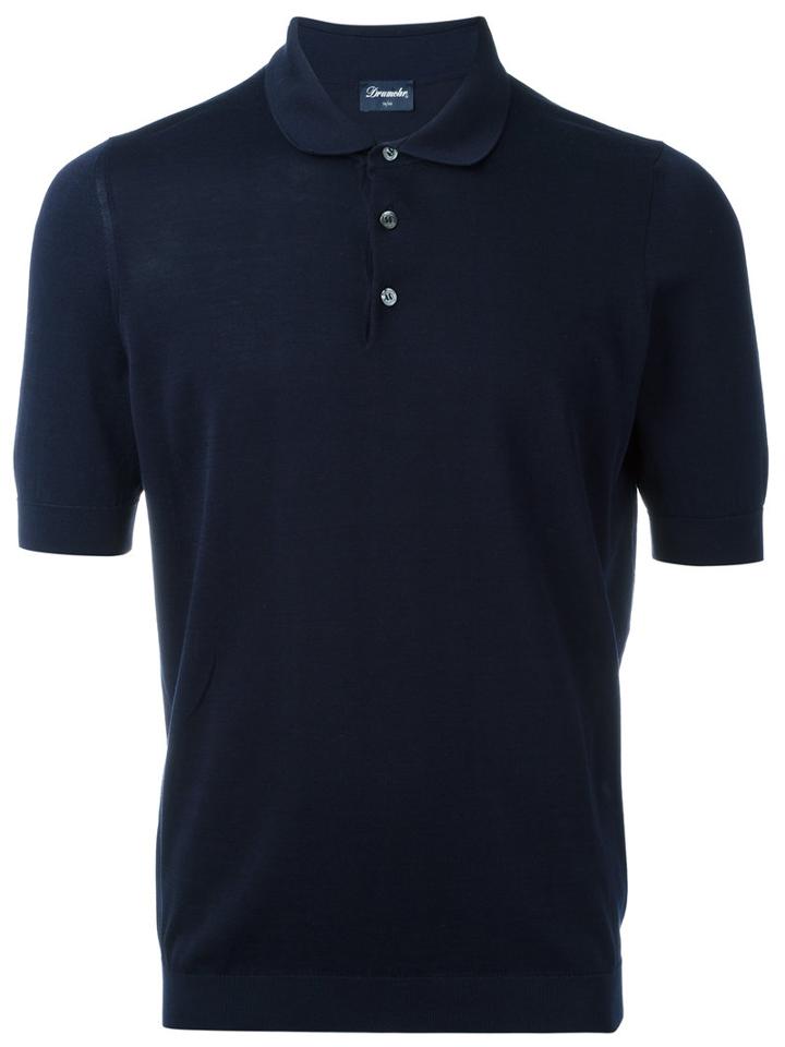 Drumohr Classic Polo Shirt, Men's, Size: 52, Blue, Cotton