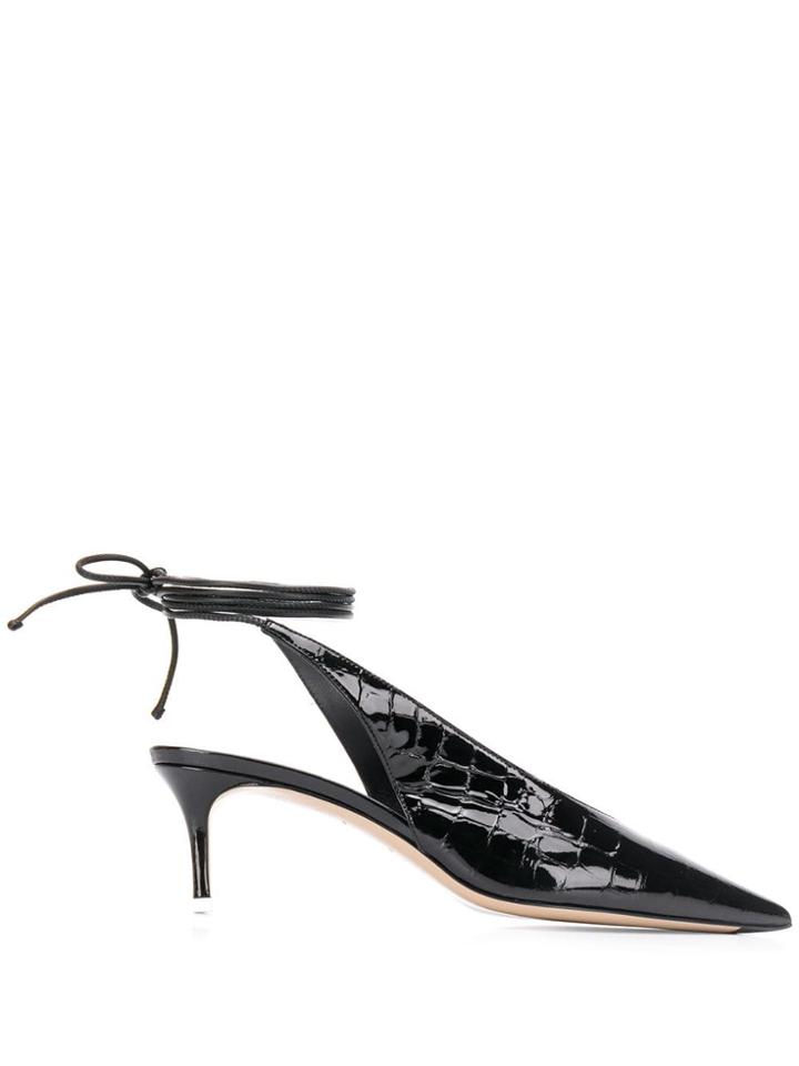 Attico Croc-effect Kitten Heels - Black