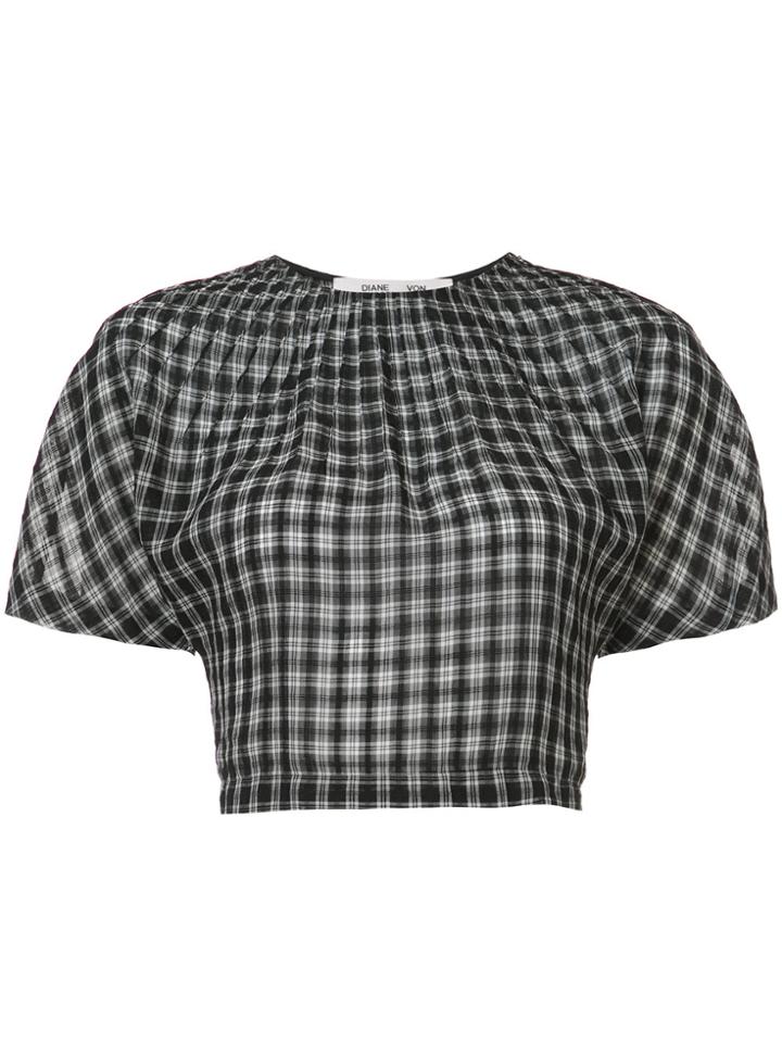Dvf Diane Von Furstenberg Cropped Gingham Blouse - Black