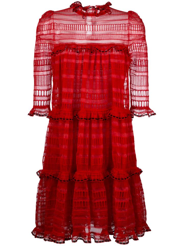 Alexander Mcqueen - A-line Mini Dress - Women - Silk/cotton/polyamide/viscose - M, Women's, Red, Silk/cotton/polyamide/viscose