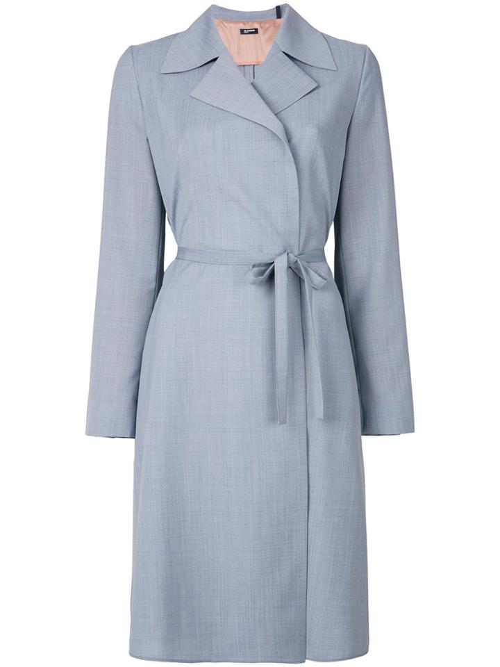 Jil Sander Navy String Tie Coat - Blue