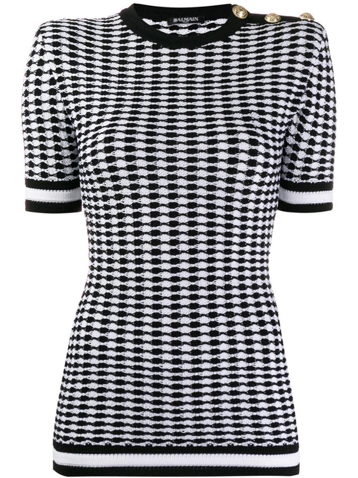 Balmain Short Sleeved Knitted Top - Black
