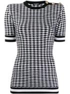 Balmain Short Sleeved Knitted Top - Black