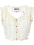 Moschino Vintage Lace Frill Waistcoat - White