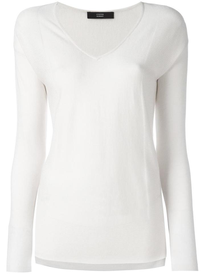 Steffen Schraut V Neck Sweater, Women's, Size: 40, White, Polyamide/polyester/viscose/cashmere