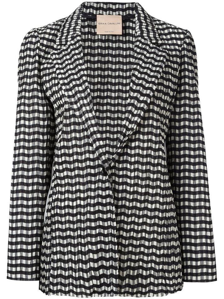 Erika Cavallini Zig-zag Pattern Blazer, Women's, Size: 42, Black, Cotton/polyester/polyamide