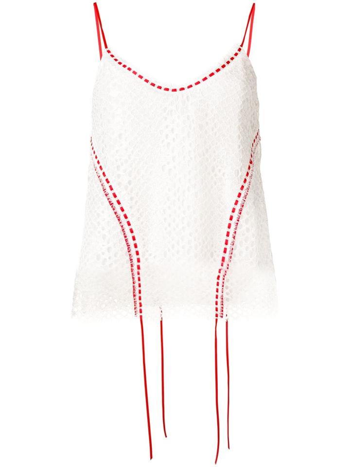 Pinko Contrasting Stitch Lace Top - White