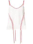 Pinko Contrasting Stitch Lace Top - White