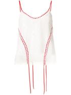 Pinko Contrasting Stitch Lace Top - White