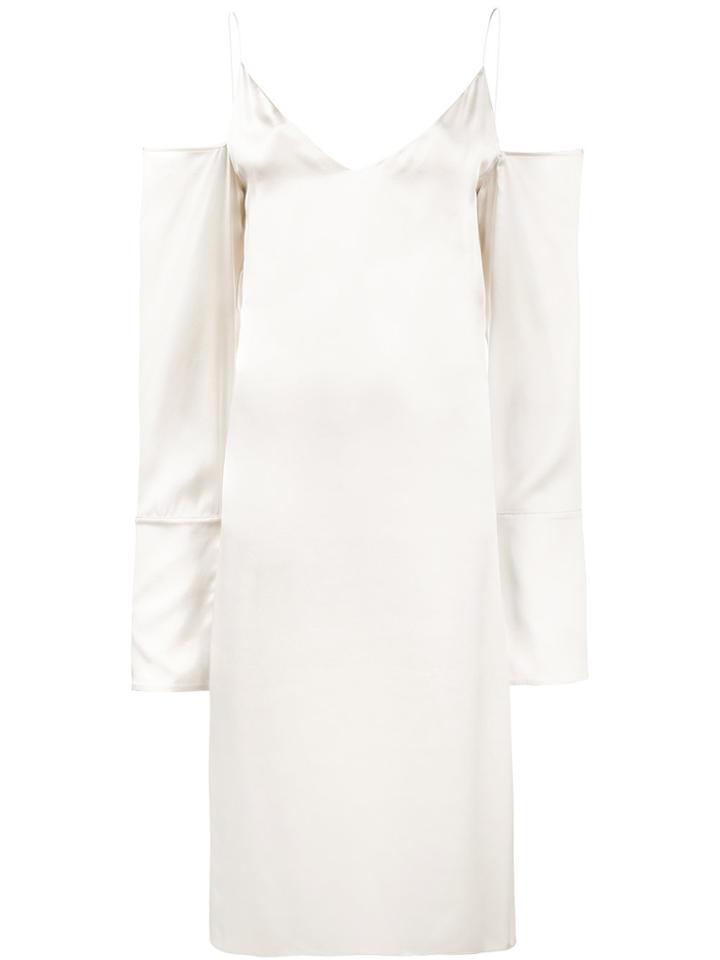 Michael Lo Sordo Cold-shoulder Silk Midi-dress - Nude & Neutrals
