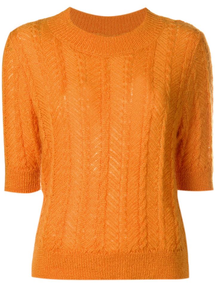 Temperley London Cropped Sleeves Jumper - Yellow & Orange