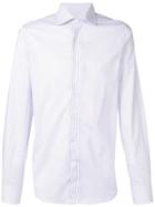 Canali Striped Spread Collar Shirt - White