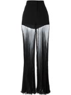 Versace Pleated Sheer Trousers, Women's, Size: 42, Black, Silk/rayon/spandex/elastane