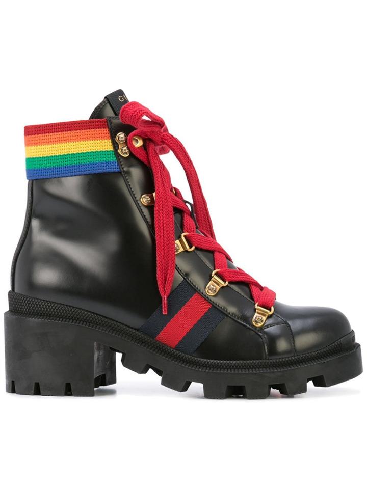Gucci Rainbow Combat Boots - Black
