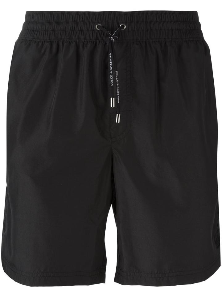 Dolce & Gabbana Drawstring Swim Shorts, Men's, Size: 3, Black, Polyester