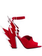 Prada Lighting Bolt Sandals - Red