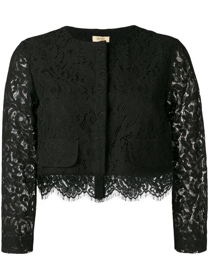 Liu Jo Lace-detail Fitted Jacket - Black