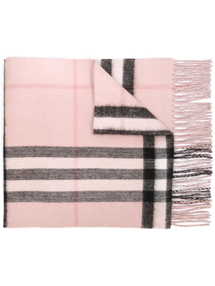 Burberry - Checked Scarf - Women - Cashmere - One Size, Pink/purple, Cashmere